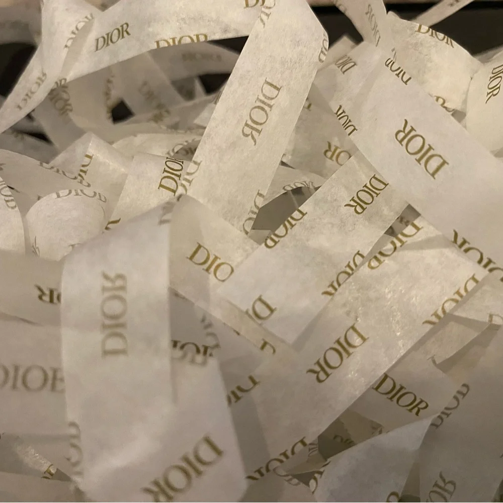 Dior White Tissue Ribbon with Gold Logo